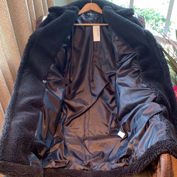 K. ZELL PARIS BLACK FAUX FUR OVERSIZED TEDDY COAT SIZE M - Picture 6 of 9